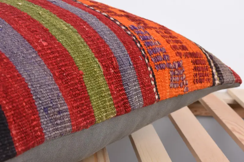16x24 Red Cushion Case, Pattern Throw Cushion, Muted Pillow, Pillow for Sofa, Turkish Pillow, Sofa Bolster Pillow, Kilim Cushion Sham, Pillow Case - 7