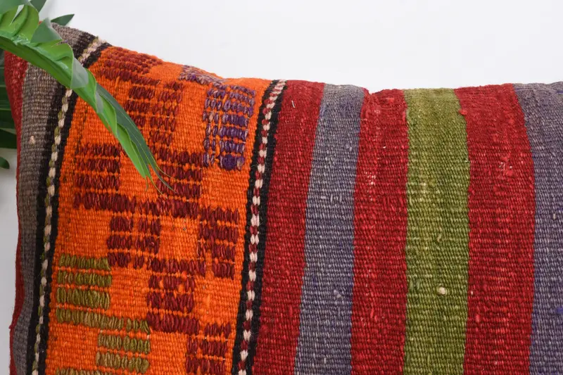 16x24 Red Cushion Case, Pattern Throw Cushion, Muted Pillow, Pillow for Sofa, Turkish Pillow, Sofa Bolster Pillow, Kilim Cushion Sham, Pillow Case - 2