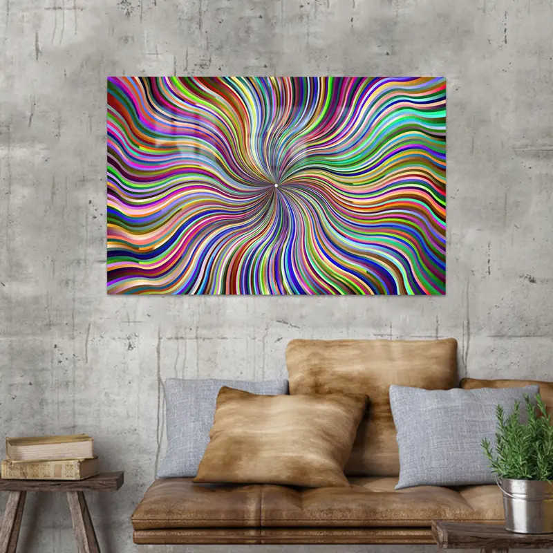 Modern Oyun Odaları için Trendy Renkli İllüzyon Baskılı Cam