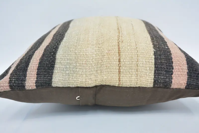Cushion Case, Floor Pillow Cover, 14x14 Beige Cushion, Bolster Throw Pillow, Handmade Kilim Cushion, Vintage Kilim Pillow, Kilim Cushion Sham - 5