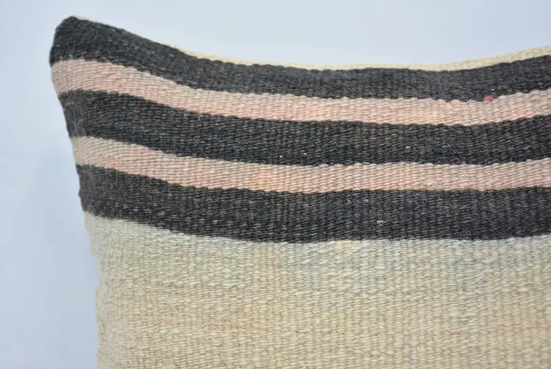 Cushion Case, Floor Pillow Cover, 14x14 Beige Cushion, Bolster Throw Pillow, Handmade Kilim Cushion, Vintage Kilim Pillow, Kilim Cushion Sham - 2