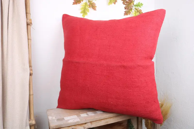 Interior Designer Pillow, Handmade Kilim Cushion, Decorative Bolster Pillow Sham, Home Decor Pillow, 32x32 Red Cushion Cover, Cushion Cover - 4
