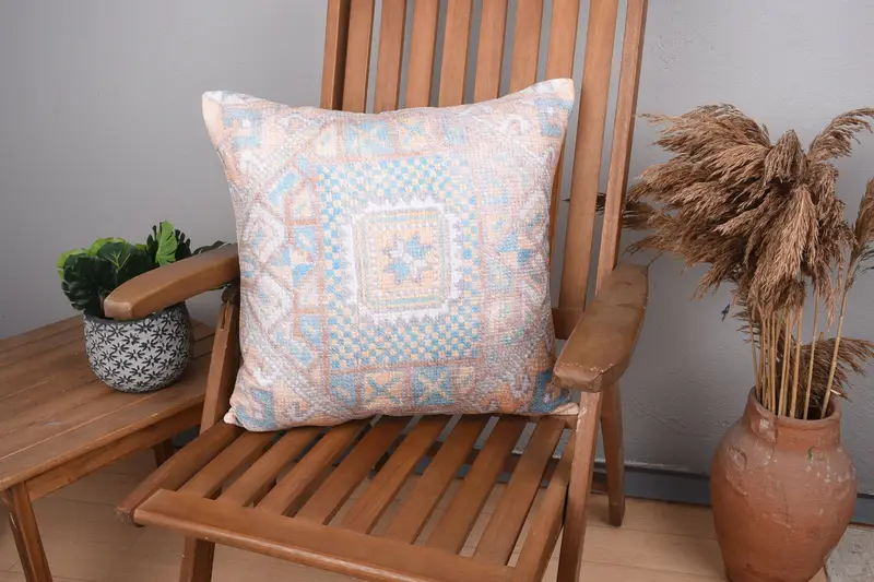 Besticktes Vintage-Wurfkissen, weiches Chenille-Kissen für Wohnzimmer