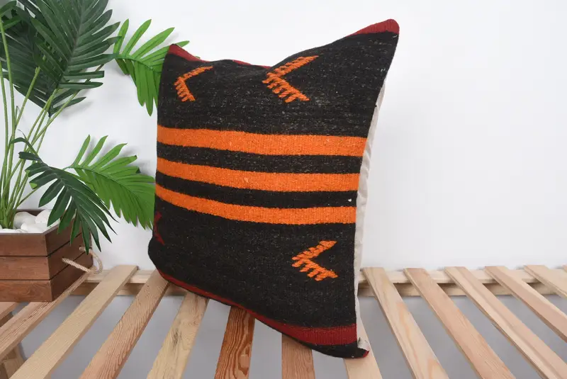 Boho Pillow, 20x20 Brown Cushion Case, Kilim Pillow Cover, Tribal Pillow Sham, Cushion Case, Outdoor Throw Cushion Case, Interior Designer Pillow - 5