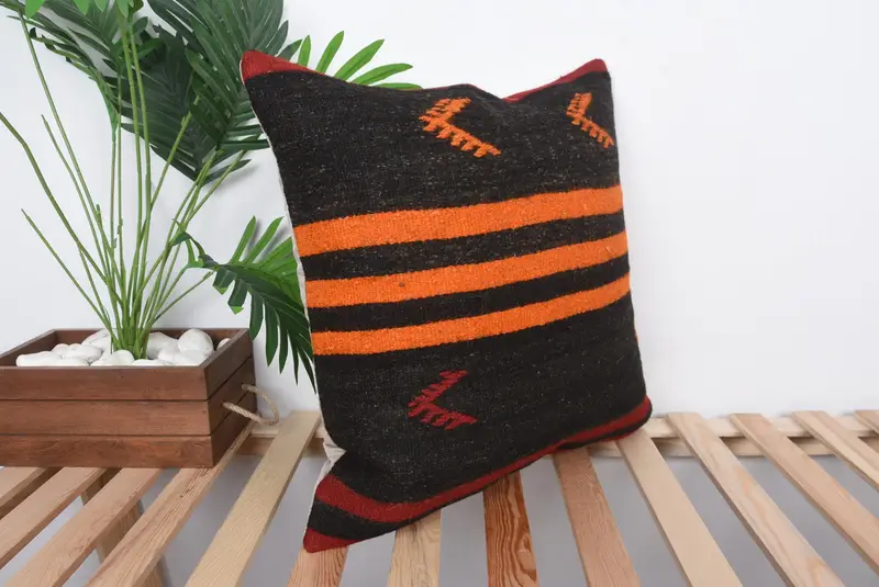 Boho Pillow, 20x20 Brown Cushion Case, Kilim Pillow Cover, Tribal Pillow Sham, Cushion Case, Outdoor Throw Cushion Case, Interior Designer Pillow - 4