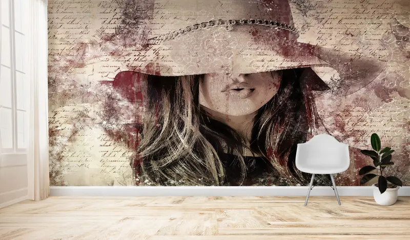 Zarif Baskılı Duvar Kağıdı: Soyut Kız, Seksi Kadın, Sanatsal Ev Dekorasyonu