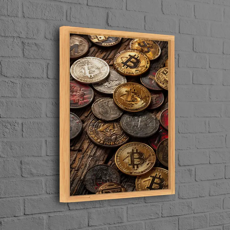 Kripto Kanvası: Premium Kanvas Üzerine Bitcoin Ağı Coin Sanat Baskısı
