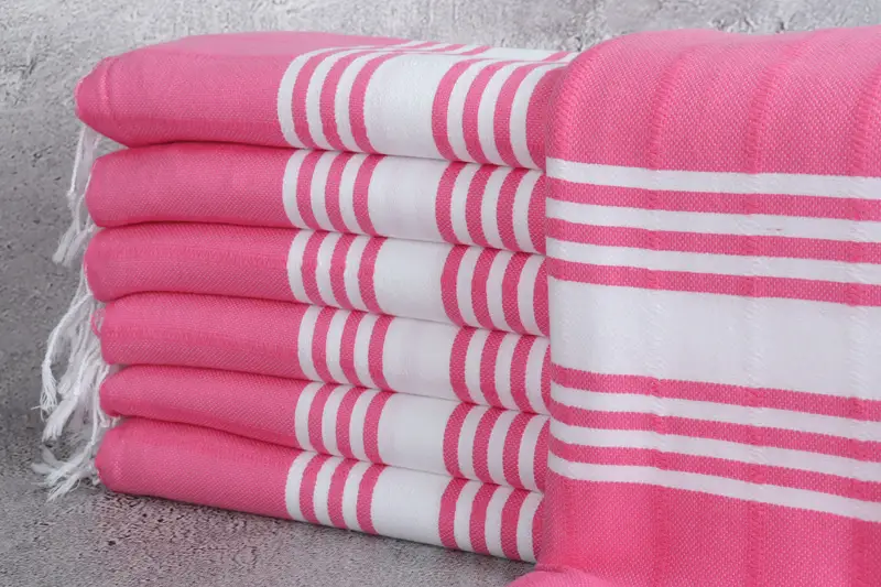 Personalized Turkish Beach Towel Pink Stripes, 40x71 Inches