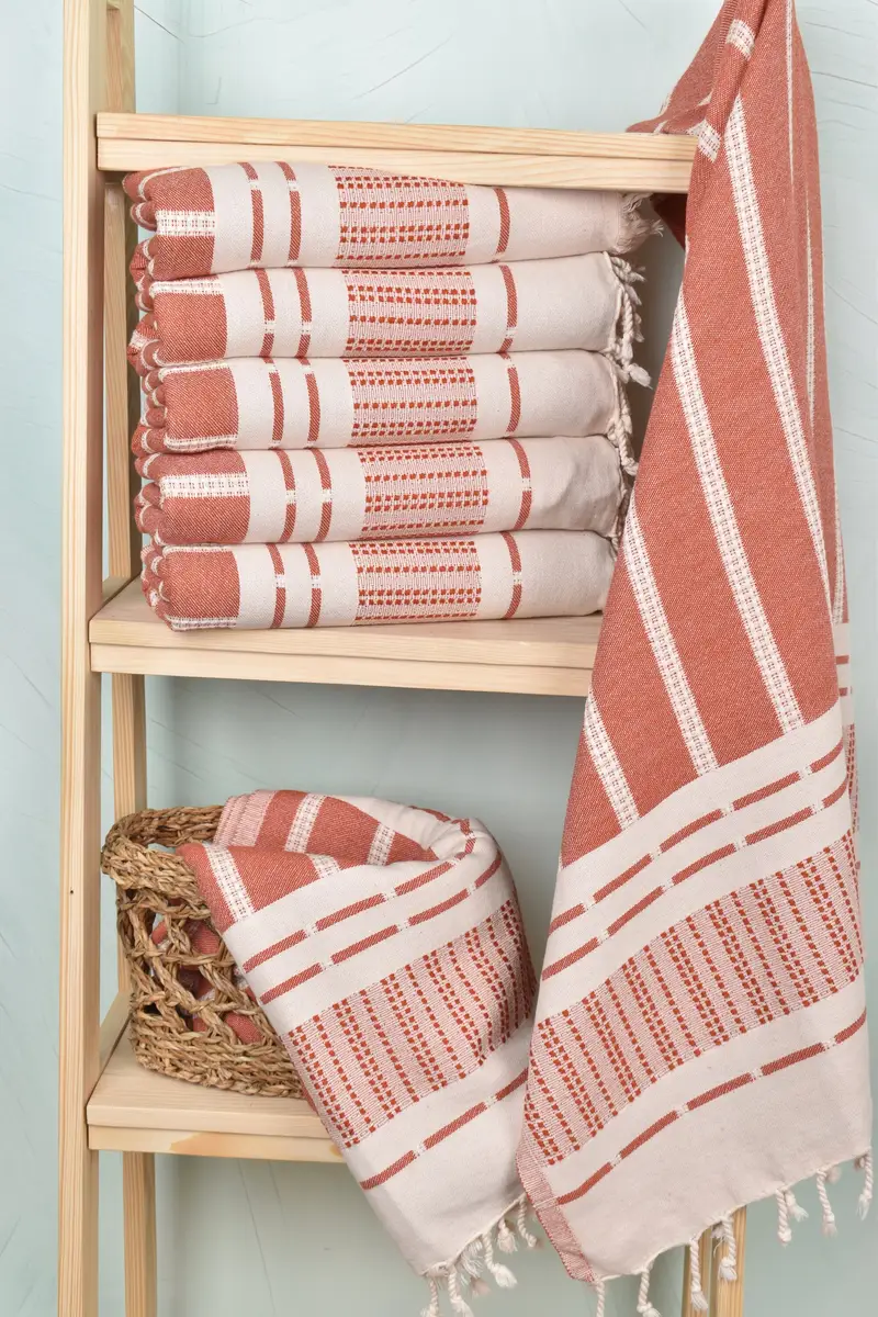 Xmas Gifts, Organic Turkish towel, Turkish towel, Turkish bath towel, Handwoven Turkish Towel, Luxury Turkish Bath Towel, 68x36 Cotton Striped Towel - 3
