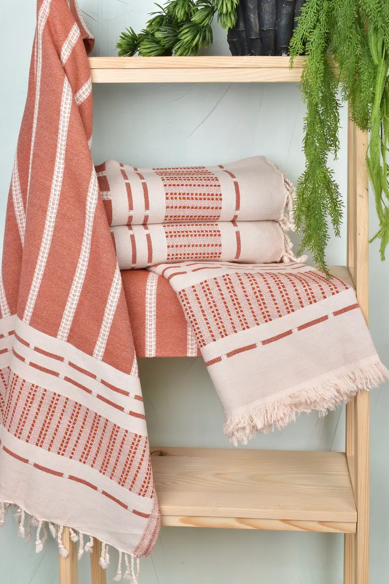 Xmas Gifts, Organic Turkish towel, Turkish towel, Turkish bath towel, Handwoven Turkish Towel, Luxury Turkish Bath Towel, 68x36 Cotton Striped Towel - 6