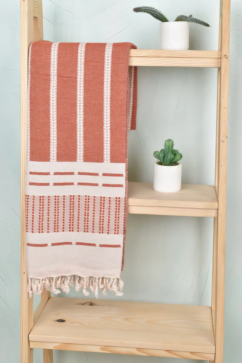 Xmas Gifts, Organic Turkish towel, Turkish towel, Turkish bath towel, Handwoven Turkish Towel, Luxury Turkish Bath Towel, 68x36 Cotton Striped Towel - 8