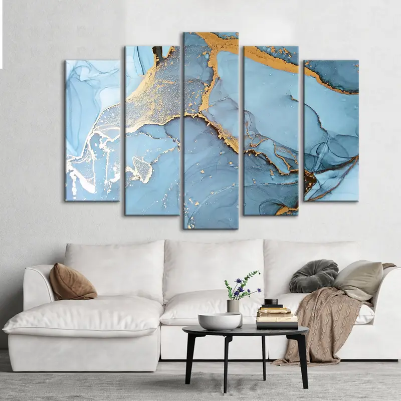 Emerald Ice Canvas Art, Ocean Waves Abstract, Blue Marbling Wall Art, Aquamarine Abstract, Abstract Fluid Art, Ink Painting Art, Wall Decor - 3