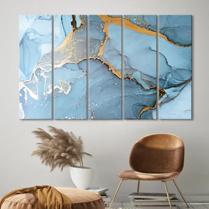 Emerald Ice Canvas Art, Ocean Waves Abstract, Blue Marbling Wall Art, Aquamarine Abstract, Abstract Fluid Art, Ink Painting Art, Wall Decor - 2