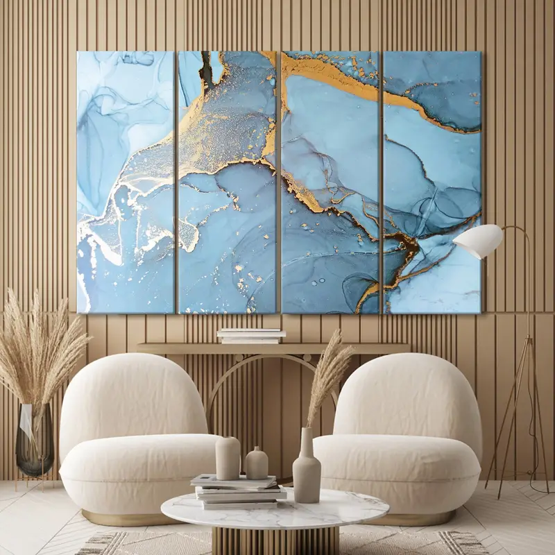 Emerald Ice Canvas Art, Ocean Waves Abstract, Blue Marbling Wall Art, Aquamarine Abstract, Abstract Fluid Art, Ink Painting Art, Wall Decor - 7