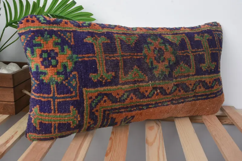 Patio Cushion, Designer Throw Pillow Case, Vintage Kilim Throw Pillow, Kilim Pillow, Turkish Pillow, Pillow Sham, 12x24 Blue Pillow Case - 5