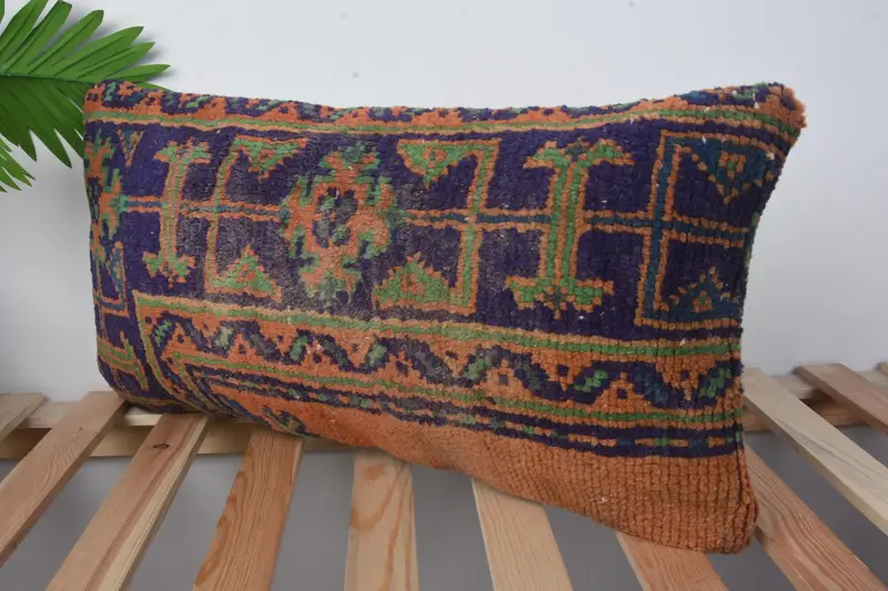 Patio Cushion, Designer Throw Pillow Case, Vintage Kilim Throw Pillow, Kilim Pillow, Turkish Pillow, Pillow Sham, 12x24 Blue Pillow Case - 4