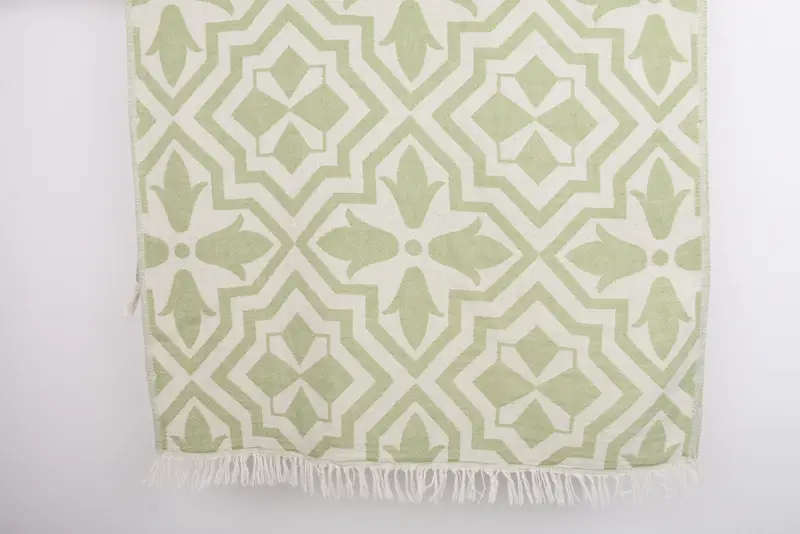 Wedding Gift Khaki Green Tulip Patterned Hand Towel, 40x24 Inches