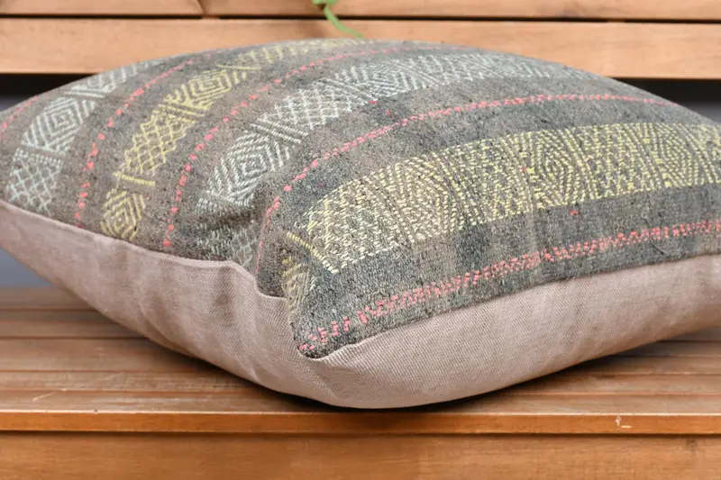 24x24 Yellow Pillow Sham, Pillow Case, Cozy Throw Cushion Cover, Kilim Pillow Cover, Natural Pillow, Pillow for Couch, Antique Pillows - 4
