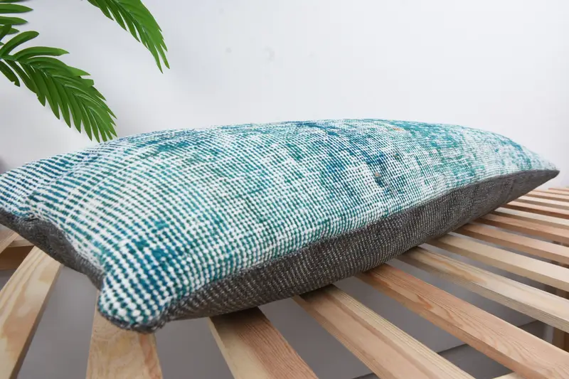 Home Decor Pillow, Aesthetic Pillow, Boho Pillow Sham Cover, Authentic Cushion Cover, Pillow Cover, 12x36 Green Cushion Case, Handmade Kilim Cushion - 6