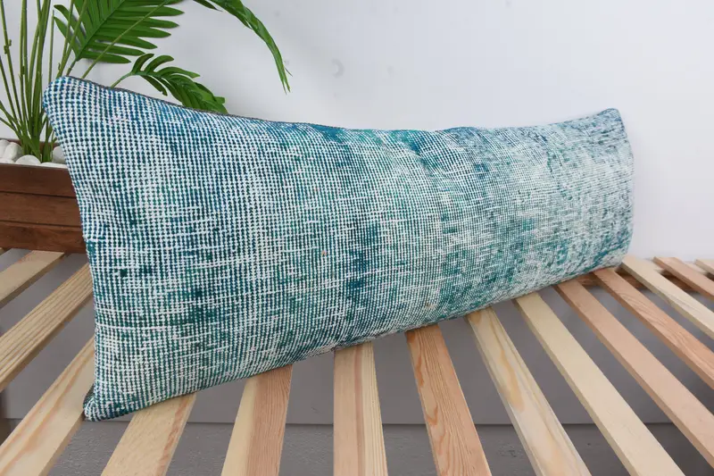 Home Decor Pillow, Aesthetic Pillow, Boho Pillow Sham Cover, Authentic Cushion Cover, Pillow Cover, 12x36 Green Cushion Case, Handmade Kilim Cushion - 4