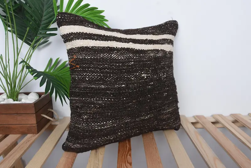 Pillow Cover, Turkish Kilim Pillow, Turkish Pillow, 20x20 Black Pillow Sham, Southwestern Pillow Case, Pillow for Sofa, Toss Cushion Case - 4