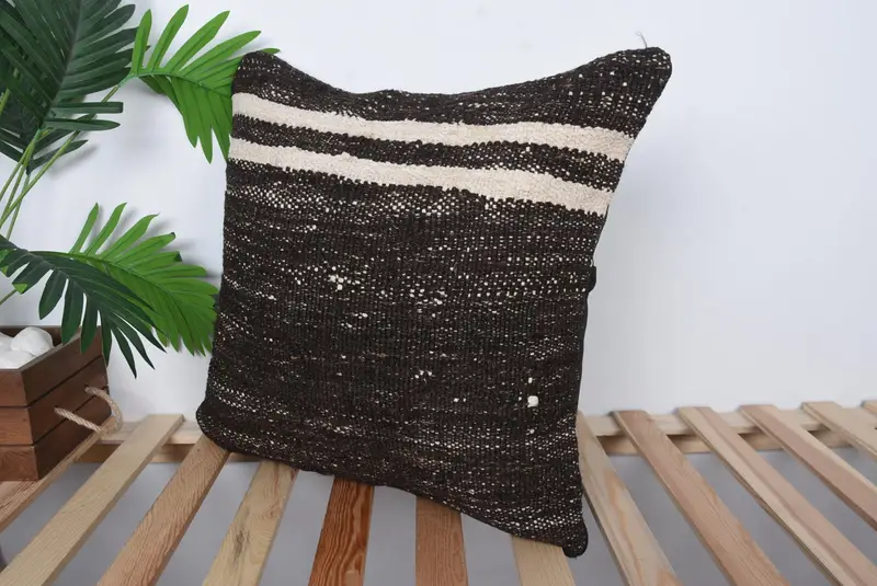 Pillow Cover, Turkish Kilim Pillow, Turkish Pillow, 20x20 Black Pillow Sham, Southwestern Pillow Case, Pillow for Sofa, Toss Cushion Case - 5