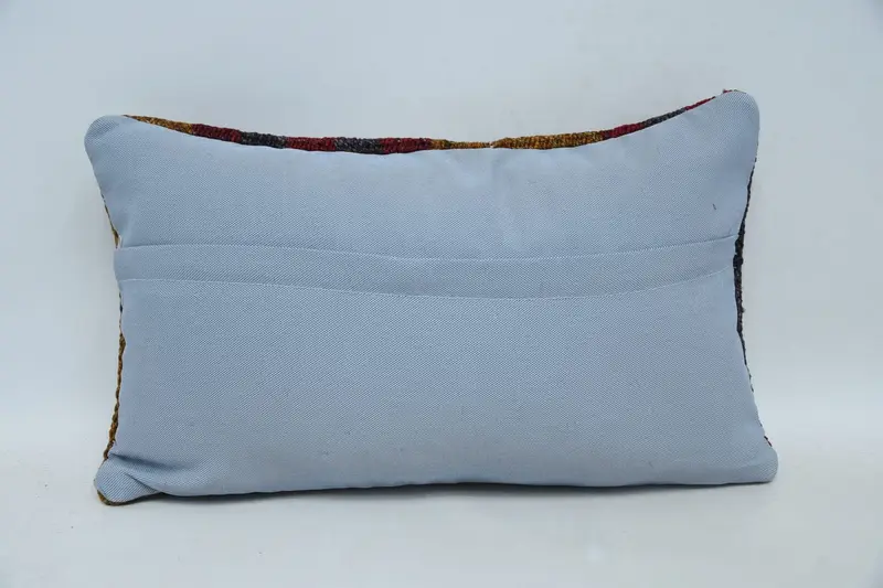 Ethnical Kilim Rug Pillow, Pillow Case, Vintage Kilim Pillow, Accent Throw Pillow Case, 12x20 Red Pillow Cover, Vintage Pillow, Patio Pillow Sham - 6