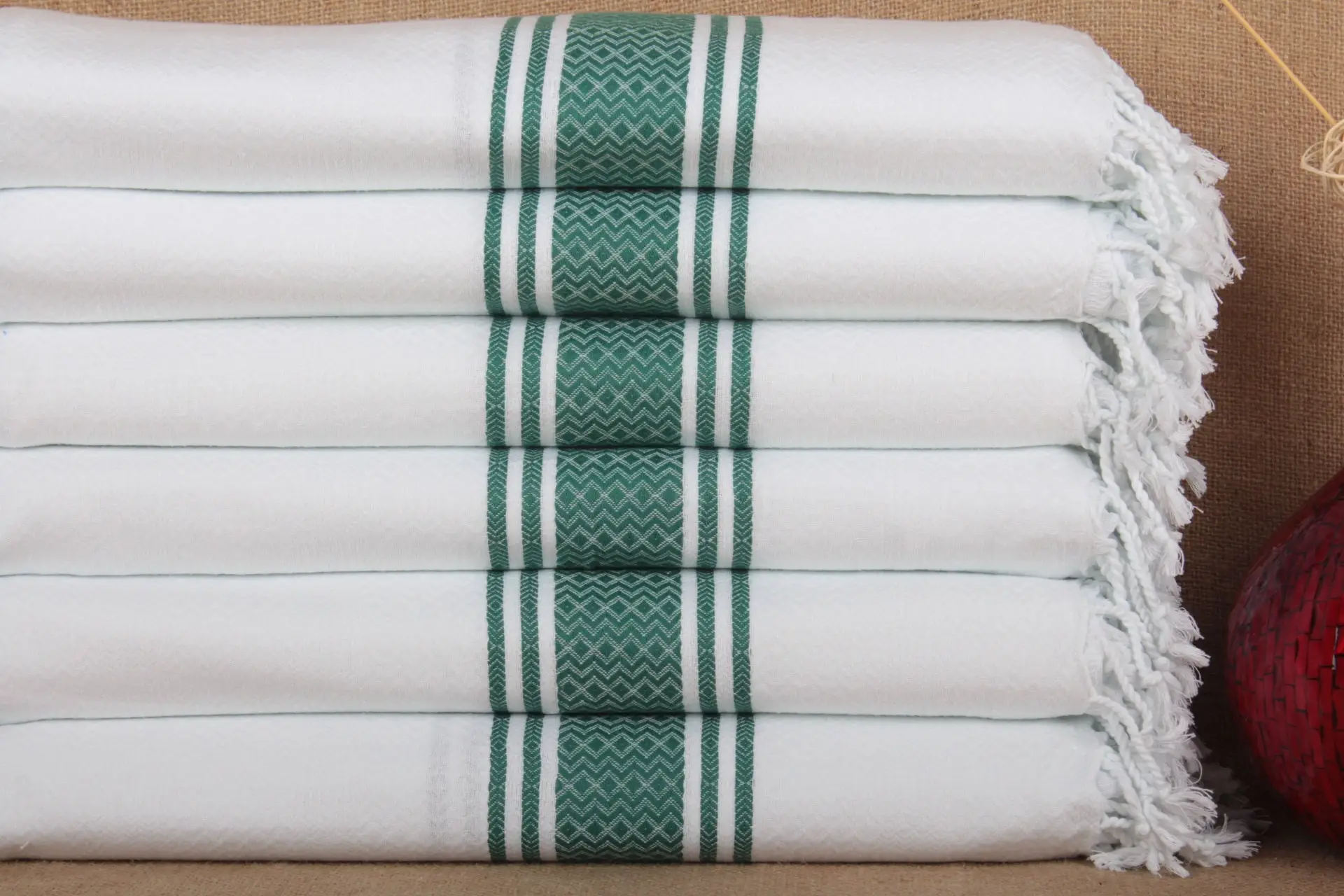 Personalized Turkish Towel, Striped, Beige, Organic Cotton, 40x71 Inches - 1