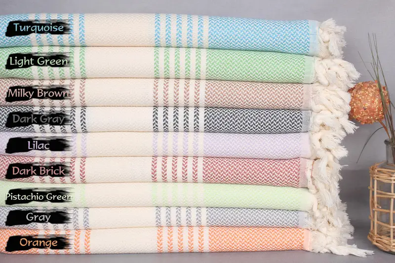 Embroidered Turkish Towel, 70x40 Cotton Striped Towel, Large Turkish Towel, Beach towel, Best Friend Gift Ideas, Wedding Gifts Towel, Organic Towel - 3