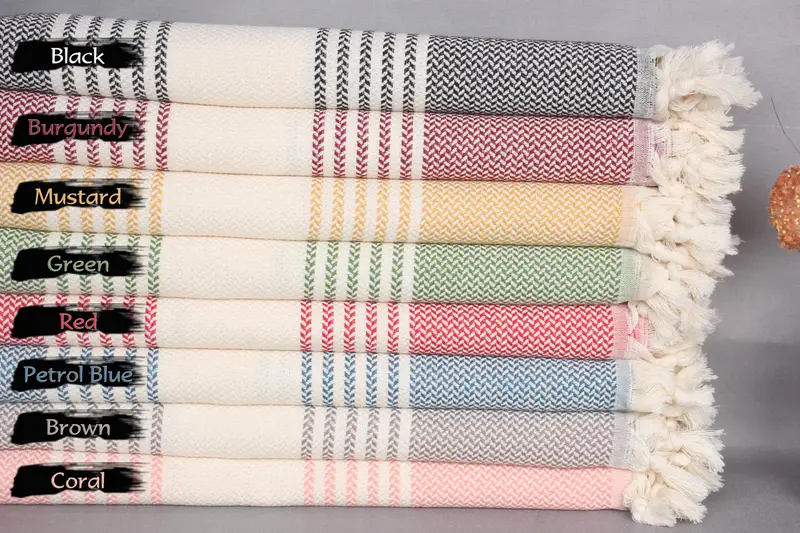 Embroidered Turkish Towel, 70x40 Cotton Striped Towel, Large Turkish Towel, Beach towel, Best Friend Gift Ideas, Wedding Gifts Towel, Organic Towel - 4