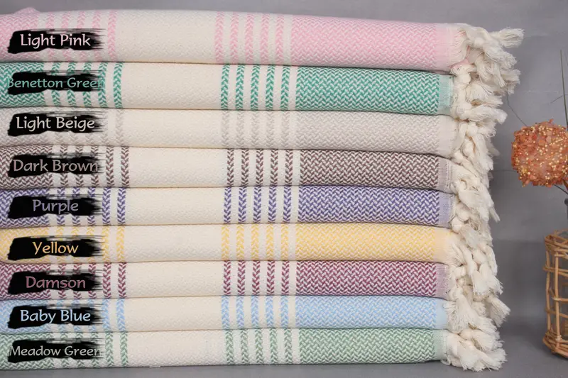 Embroidered Turkish Towel, 70x40 Cotton Striped Towel, Large Turkish Towel, Beach towel, Best Friend Gift Ideas, Wedding Gifts Towel, Organic Towel - 2