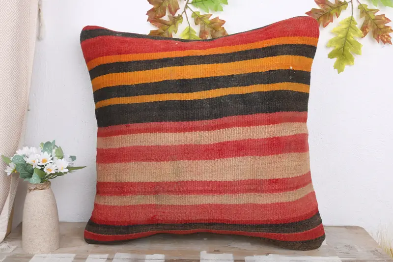 20x20 Red Cushion Cover, Handmade Throw Pillow, Pillow Case, Kilim Cushion Sham, Art Deco Pillow, Boho Pillow Sham Cover, Home Decor Pillow - 2