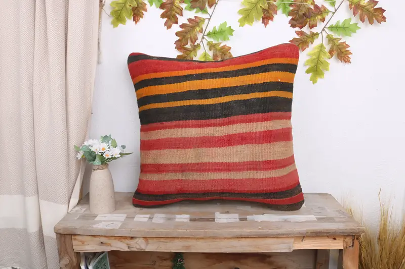 20x20 Red Cushion Cover, Handmade Throw Pillow, Pillow Case, Kilim Cushion Sham, Art Deco Pillow, Boho Pillow Sham Cover, Home Decor Pillow - 1