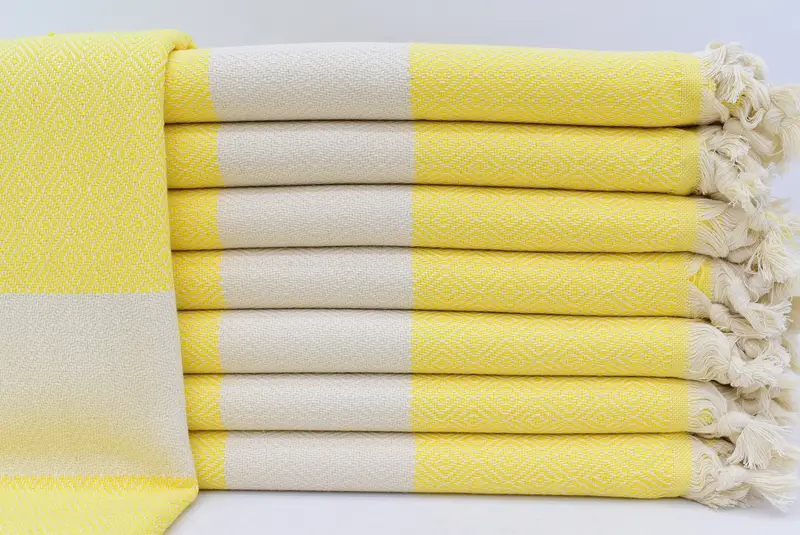 TurkeyTowel、40x70、オーガニックトルコバスタオル、イエロー - 1