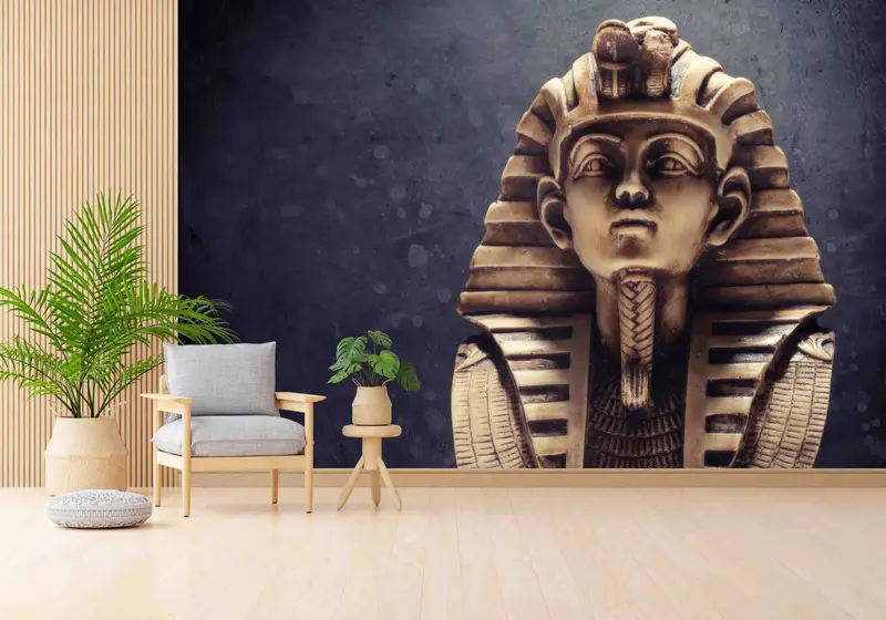 Trendige, von Ägypten inspirierte bedruckte Bürotapete: Werten Sie Ihren Raum auf