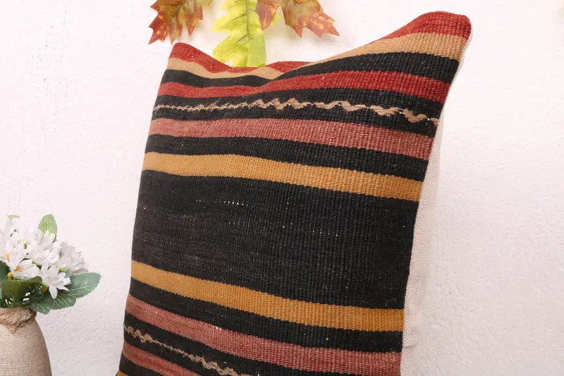 16x16 Brown Pillow, Turkish Pillow, Kilim Cushion Sham, Interior Designer Pillow, Sofa Bolster Cushion Case, Neutral Cushion Cover, Pillow Case - 5