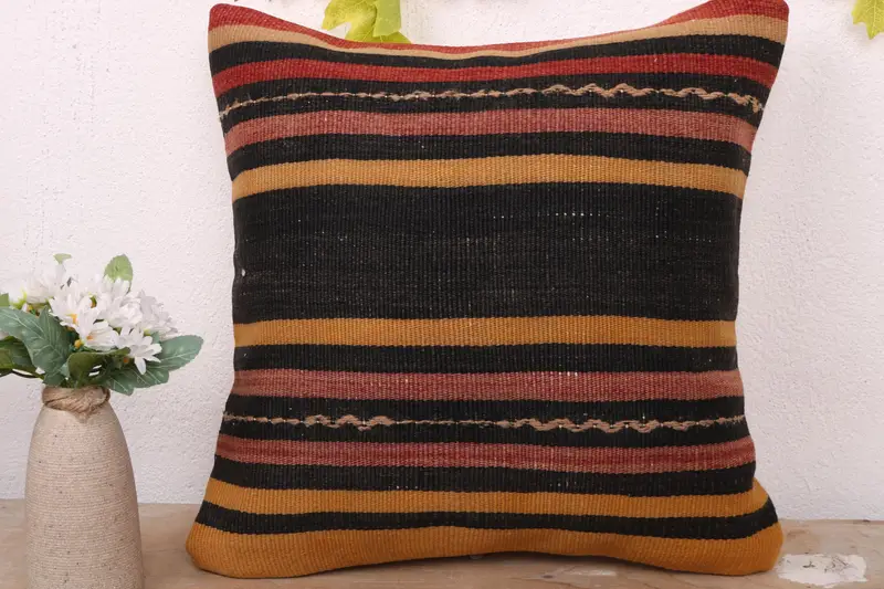16x16 Brown Pillow, Turkish Pillow, Kilim Cushion Sham, Interior Designer Pillow, Sofa Bolster Cushion Case, Neutral Cushion Cover, Pillow Case - 2