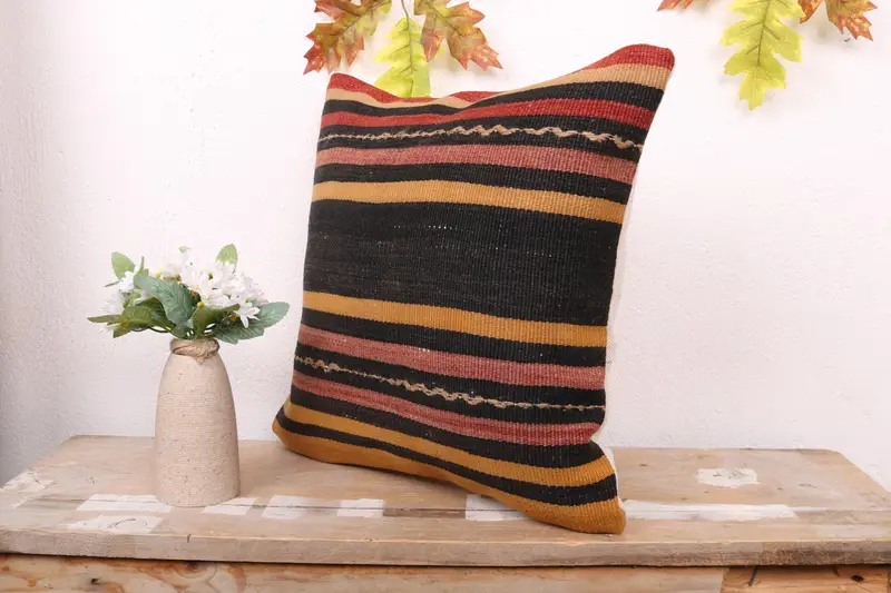 16x16 Brown Pillow, Turkish Pillow, Kilim Cushion Sham, Interior Designer Pillow, Sofa Bolster Cushion Case, Neutral Cushion Cover, Pillow Case - 4