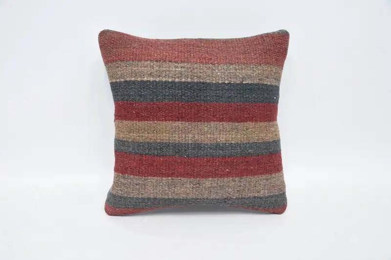 Designer Throw Cushion Case, 12x12 Red Cushion, Cushion, Pillow for Sofa, Turkish Pillow, Vintage Pillow, Boho Throw Pillow Cover - 1