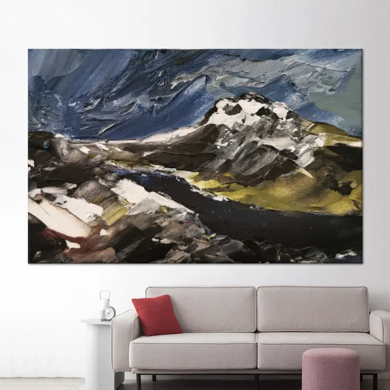 Trendy Mountain Abstract Farmhouse Canvas Print - Elegant Decor
