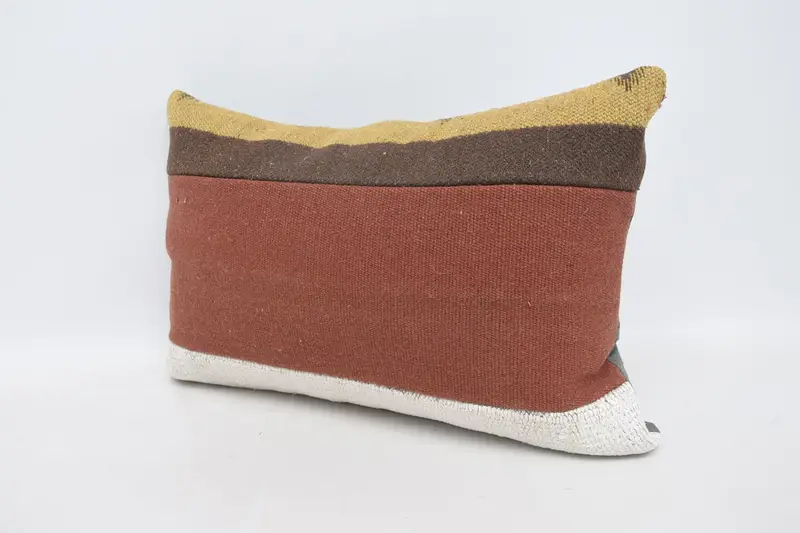 Vintage Kilim Throw Pillow, Boho Pillow Sham Cover, Bolster Cushion Cover, 16x24 Red Pillow, Turkish Kilim Pillow, Cushion Case - 4