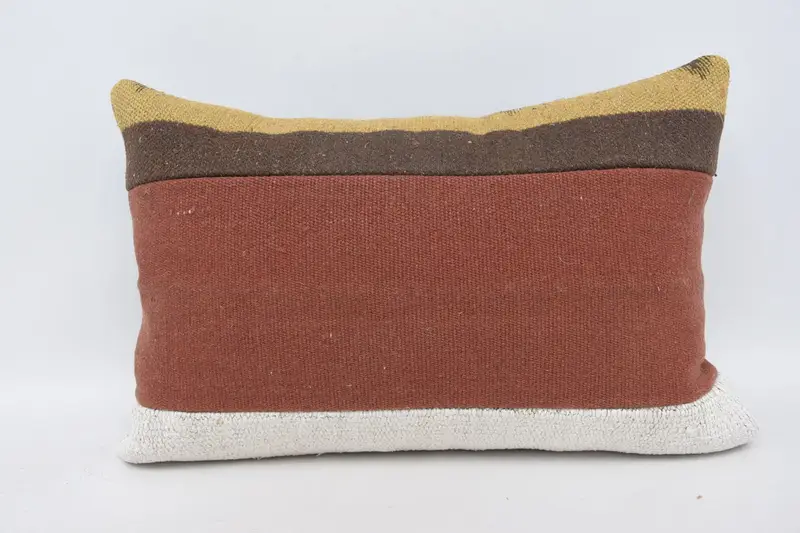 Vintage Kilim Throw Pillow, Boho Pillow Sham Cover, Bolster Cushion Cover, 16x24 Red Pillow, Turkish Kilim Pillow, Cushion Case - 1