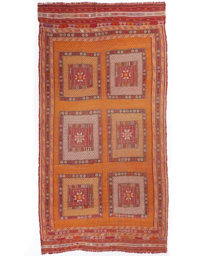 Canlı Turuncu Halı, 5,6x11 ft Zarif Dekor