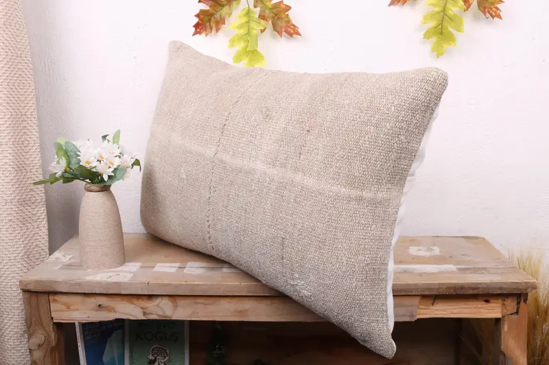 Luxury Pillow, Kilim Cushion Sham, 16x24 Beige Pillow Cover, Pillow Case, Retro Cushion Cover, Boho Pillow Sham Cover, Pillow for Sofa - 4