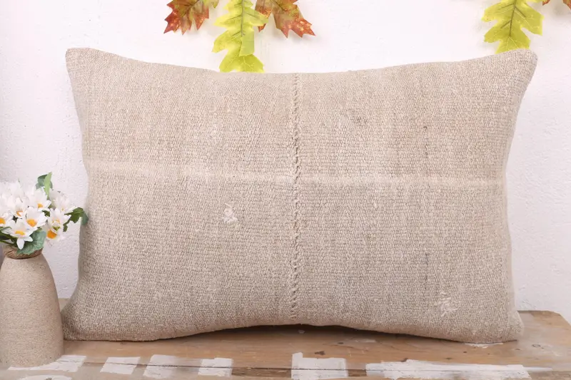 Luxury Pillow, Kilim Cushion Sham, 16x24 Beige Pillow Cover, Pillow Case, Retro Cushion Cover, Boho Pillow Sham Cover, Pillow for Sofa - 2
