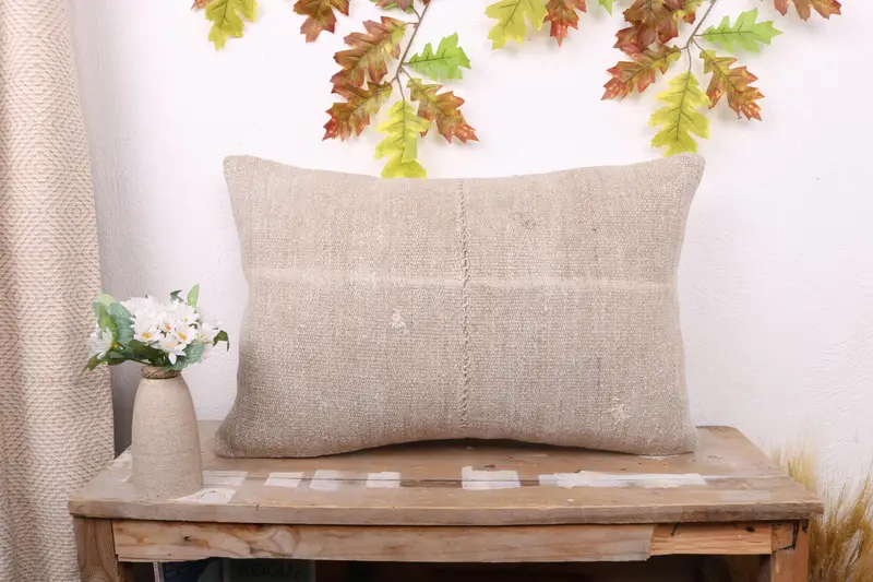 Luxury Pillow, Kilim Cushion Sham, 16x24 Beige Pillow Cover, Pillow Case, Retro Cushion Cover, Boho Pillow Sham Cover, Pillow for Sofa - 1