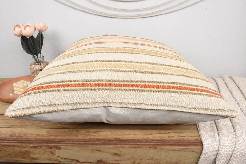 Custom Pillow Cover, Antique Pillows, Cotton Pillow Sham, 28x28 Beige Cushion Cover, Vintage Kilim Pillow, Cushion Case, Interior Designer Pillow - 5