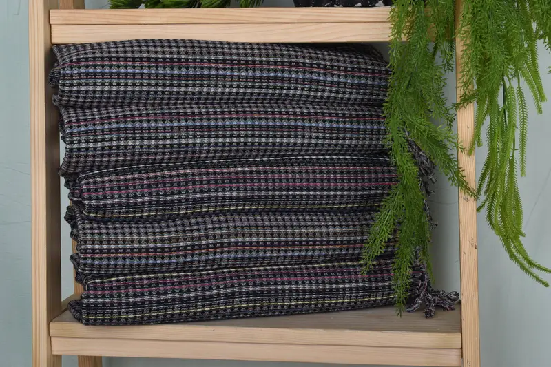 Personalized Monogram Kitchen Towel Black Cotton, Geometric, 18x38 Inches