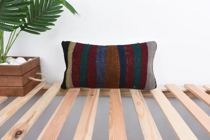 8x16 Purple Cushion Case, Vintage Kilim Throw Pillow, Cushion Case, Handwoven Pillow Case, Vintage Kilim Pillow, Boho Pillow - 1
