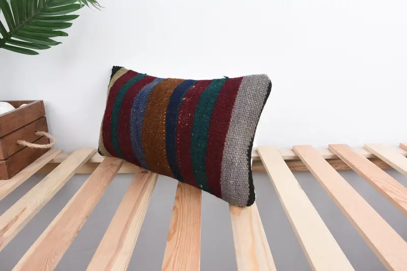8x16 Purple Cushion Case, Vintage Kilim Throw Pillow, Cushion Case, Handwoven Pillow Case, Vintage Kilim Pillow, Boho Pillow - 5